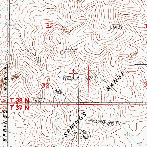 Topographic Map of Last Chance Mine, NV