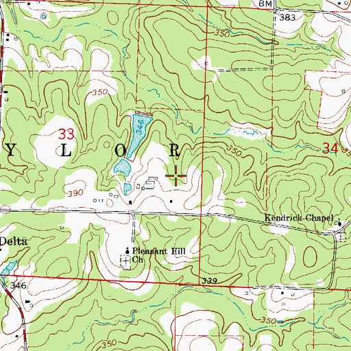 Topographic Map of KZHE-FM (Stamps), AR