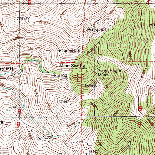Topographic Map of Independence Mine, NV