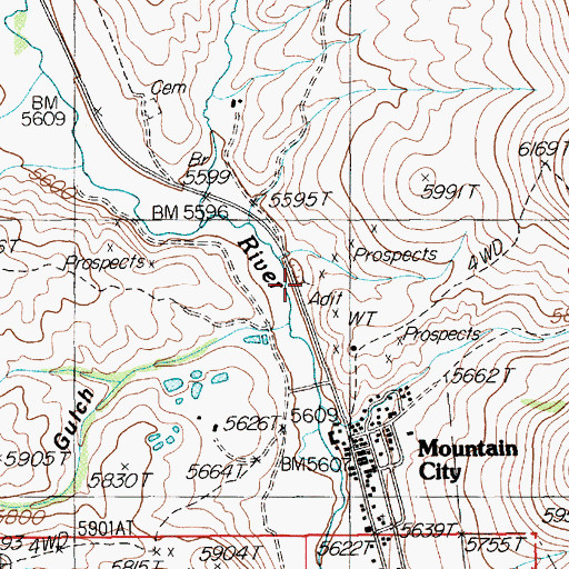 Topographic Map of Nelson Mine, NV