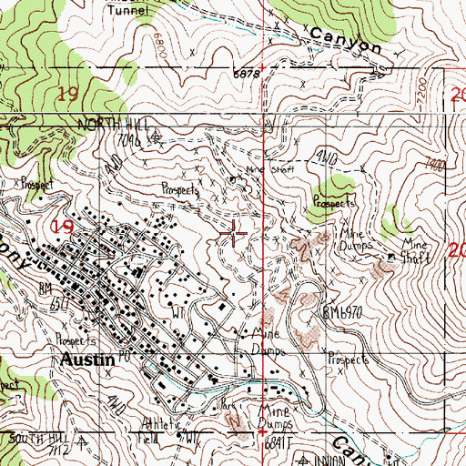 Topographic Map of Manhattan Mine, NV