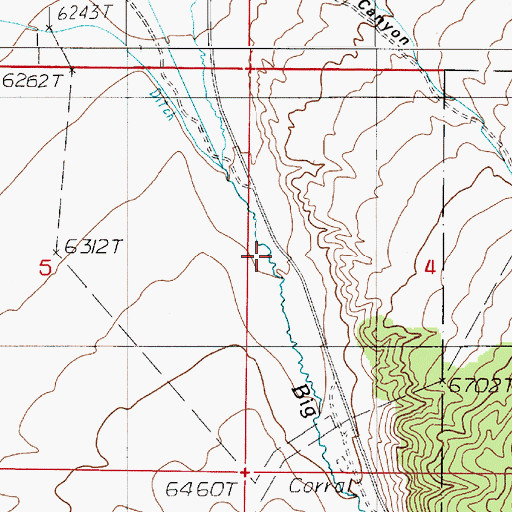 Topographic Map of Big Creek Canyon, NV