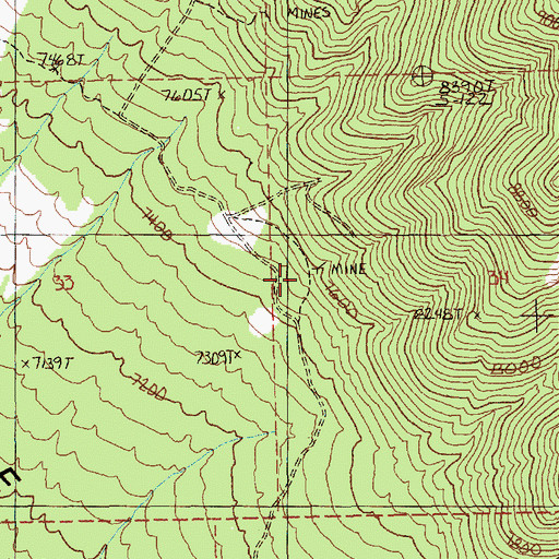 Topographic Map of Caroline Mine, NV