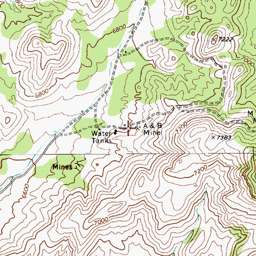 Topographic Map of A and B Mine, NV
