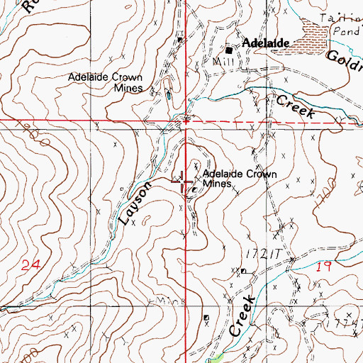 Topographic Map of Adelaide Crown Mines, NV