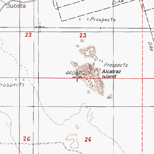 Topographic Map of Alcatraz Island, NV