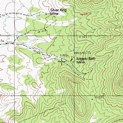Topographic Map of Angelo Belli Mine, NV