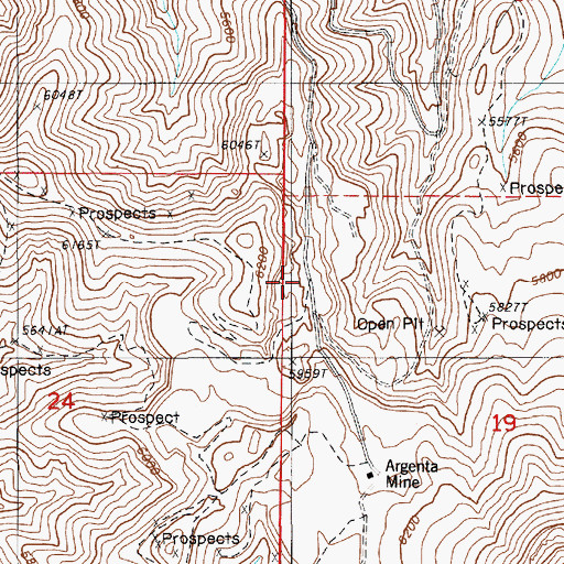Topographic Map of Argenta Mine, NV