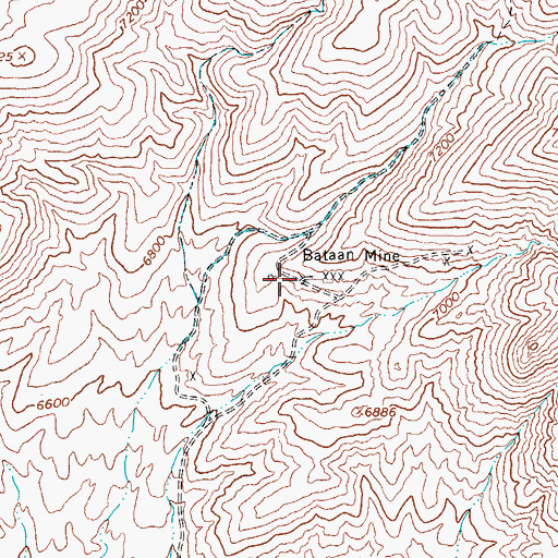 Topographic Map of Bataan Mine, NV