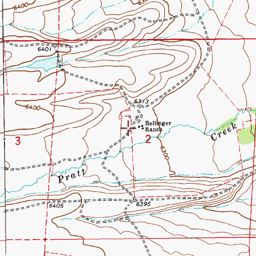 Topographic Map of Bellinger Ranch, NV