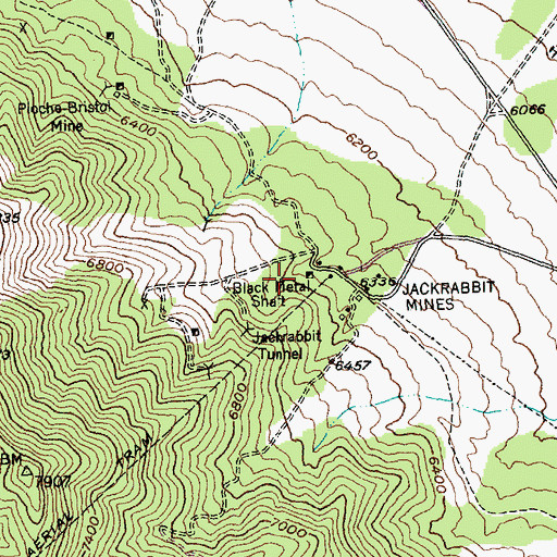 Topographic Map of Black Metal Shaft, NV