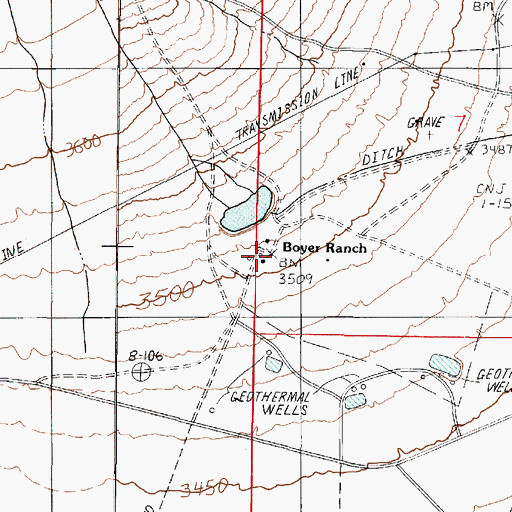 Topographic Map of Boyer Ranch, NV