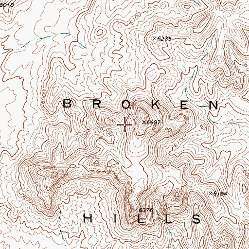 Topographic Map of Broken Hills, NV