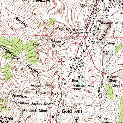 Topographic Map of Bullion Shaft, NV