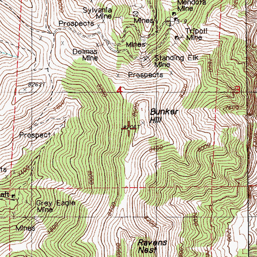 Topographic Map of Bunker Hill, NV