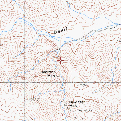 Topographic Map of Christmas Mine, NV