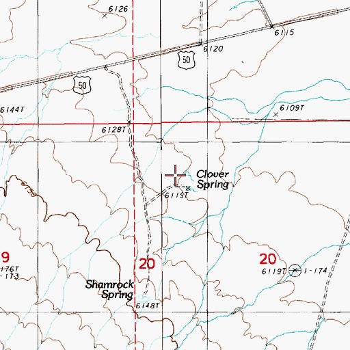 Topographic Map of Clover Spring, NV