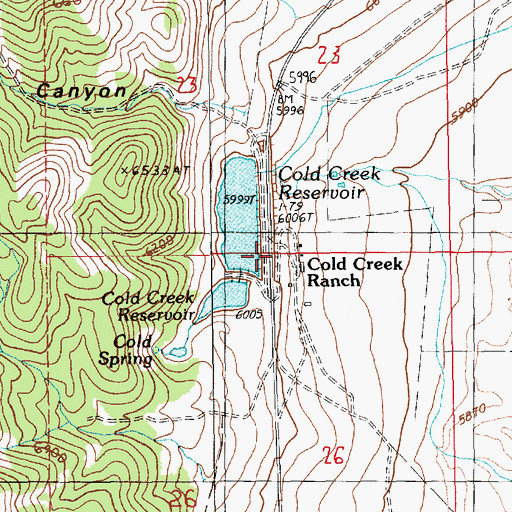 Topographic Map of Cold Creek Ranch, NV