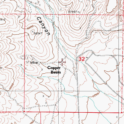 Topographic Map of Copper Basin, NV