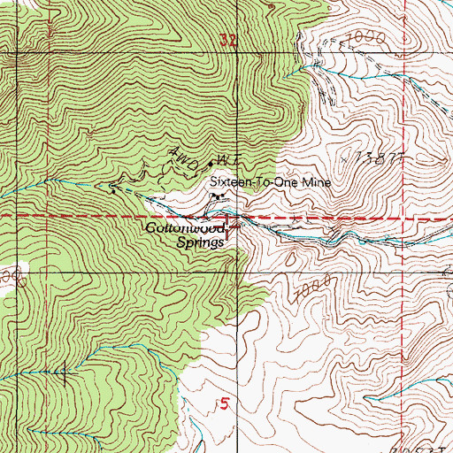 Topographic Map of Cottonwood Springs, NV