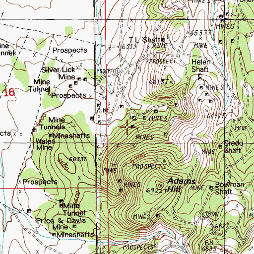 Topographic Map of Cyanide Shaft, NV