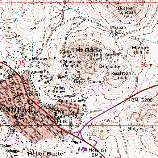 Topographic Map of Desert Queen, NV