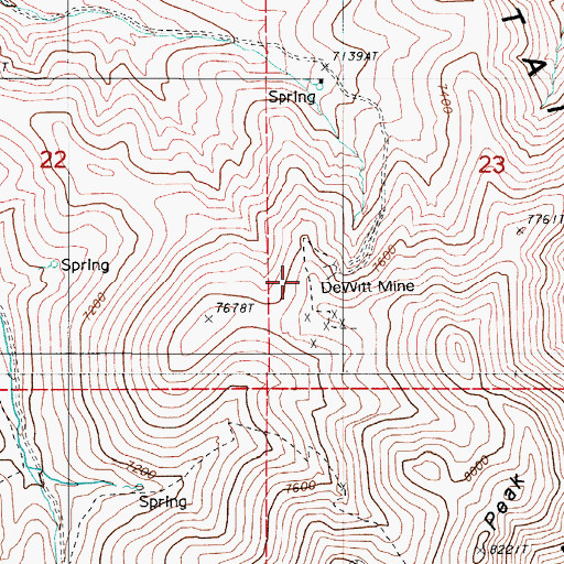 Topographic Map of Dewitt Mine, NV