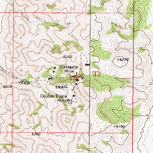 Topographic Map of Eastgate Mine, NV