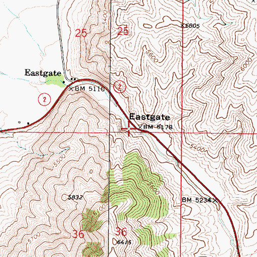 Topographic Map of Eastgate, NV