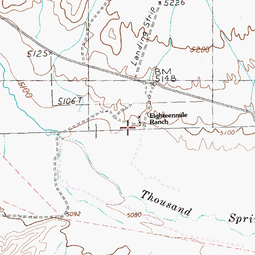 Topographic Map of Eighteenmile Ranch, NV