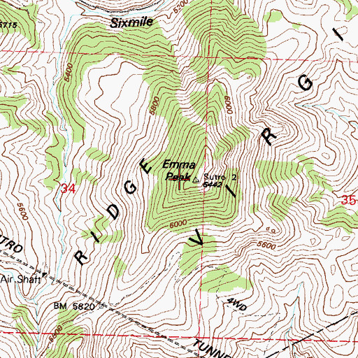Topographic Map of Emma Peak, NV
