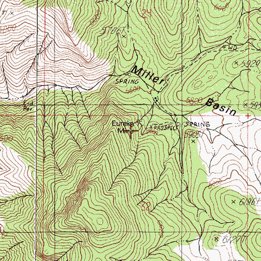 Topographic Map of Eureka Mine, NV