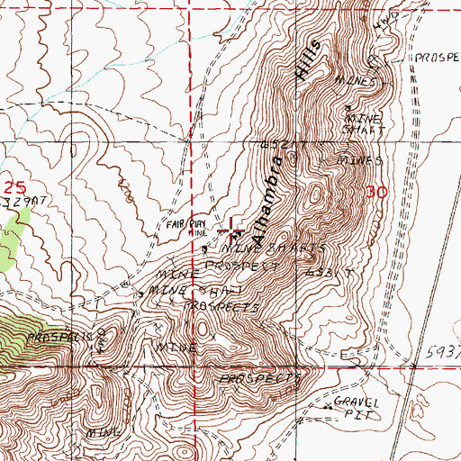 Topographic Map of Fair Play Mine, NV