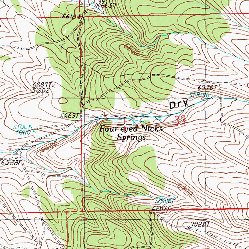 Topographic Map of Four-eyed Nicks Springs, NV