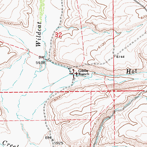 Topographic Map of Gibbs Ranch, NV