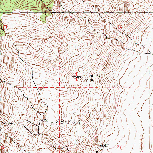 Topographic Map of Gilberts Mine, NV