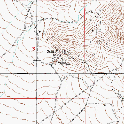 Topographic Map of Gold Ace Mine, NV