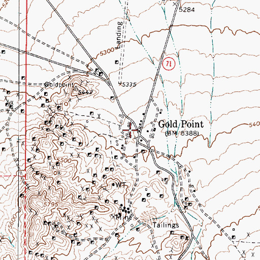 Topographic Map of Gold Point, NV