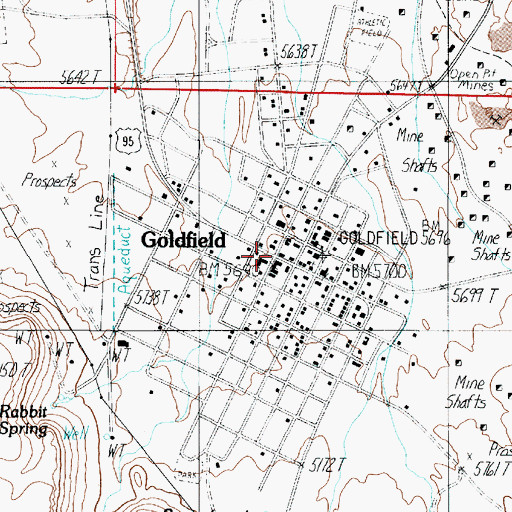 Topographic Map of Goldfield, NV