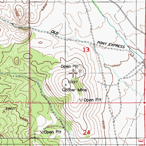 Topographic Map of Godber Mine, NV