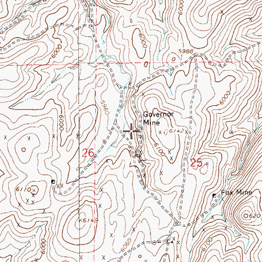 Topographic Map of Governor Mine, NV