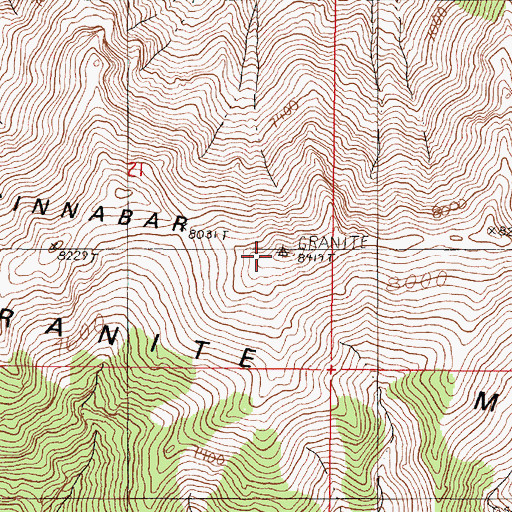 Topographic Map of Granite Mountain, NV