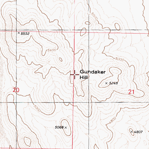 Topographic Map of Gundaker Hill, NV