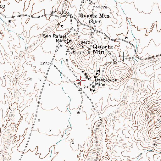 Topographic Map of Hasbrouck Mine, NV