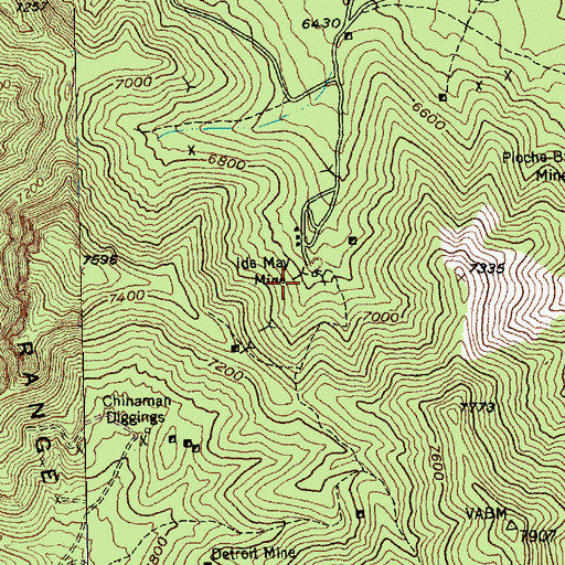 Topographic Map of Ida May Mine, NV