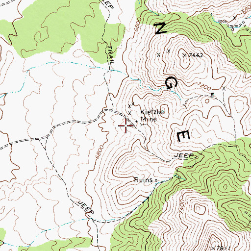 Topographic Map of Kietzke Mine, NV