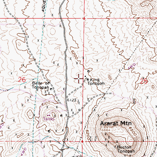 Topographic Map of King Tonopah, NV