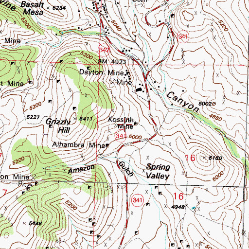 Topographic Map of Kossuth Mine, NV