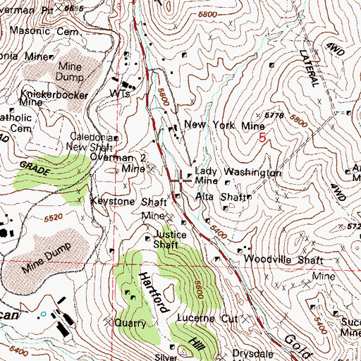 Topographic Map of Lady Washington Mine, NV