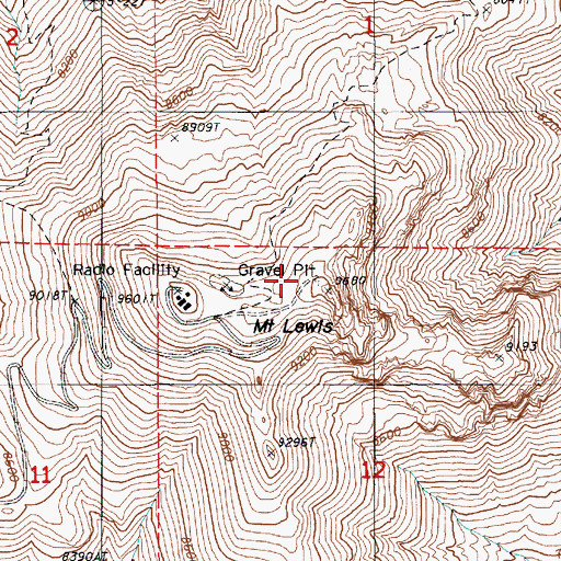Topographic Map of Mount Lewis, NV